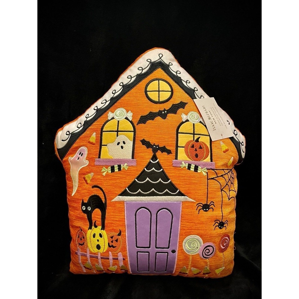 ISAAC MIZRAHI 17x18 HALLOWEEN Gingerbread Spooky‎ House Pillow NEW